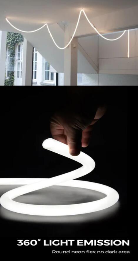 Dia.25mm (1'') 24VDC 360° NEON LED Light Strip, IP65 Waterproof LED Neon Light Flexible Strip Light