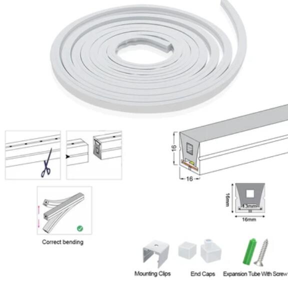 16.4FT DC12V T1616 Silicone LED Neon Flexible IP67Waterproof Strip Lights for DIY Indoor Outdoor Decorative Signs Letters