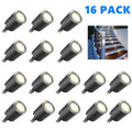 16 Pack Outdoor Recessed LED Deck Lights Kits IP67 Waterproof with Black Protection Shell LED Step Lights Kit for Garden/Yard/Steps/Bath Room/Kitchen