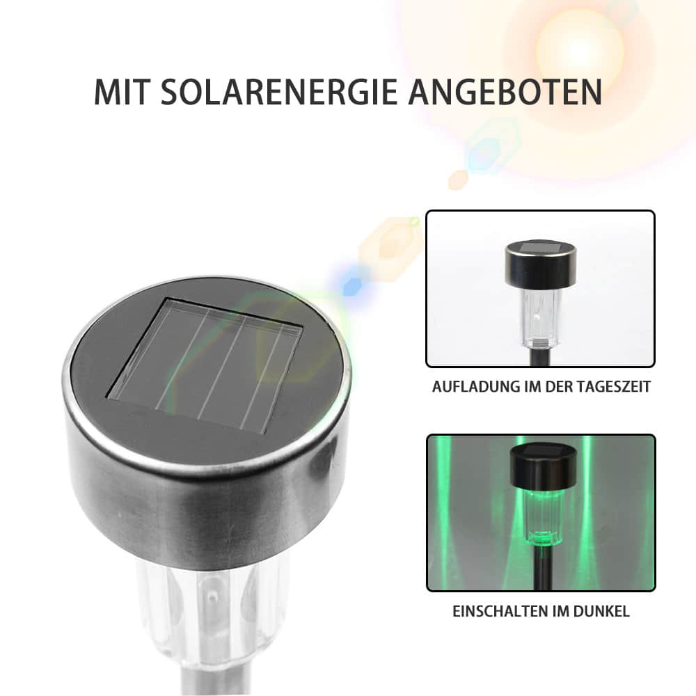 Outdoor Solar Lawn Lights, LED Stainless Steel Floor Lights For Garden Path Terrace Lawn Decoration (10 Pack)