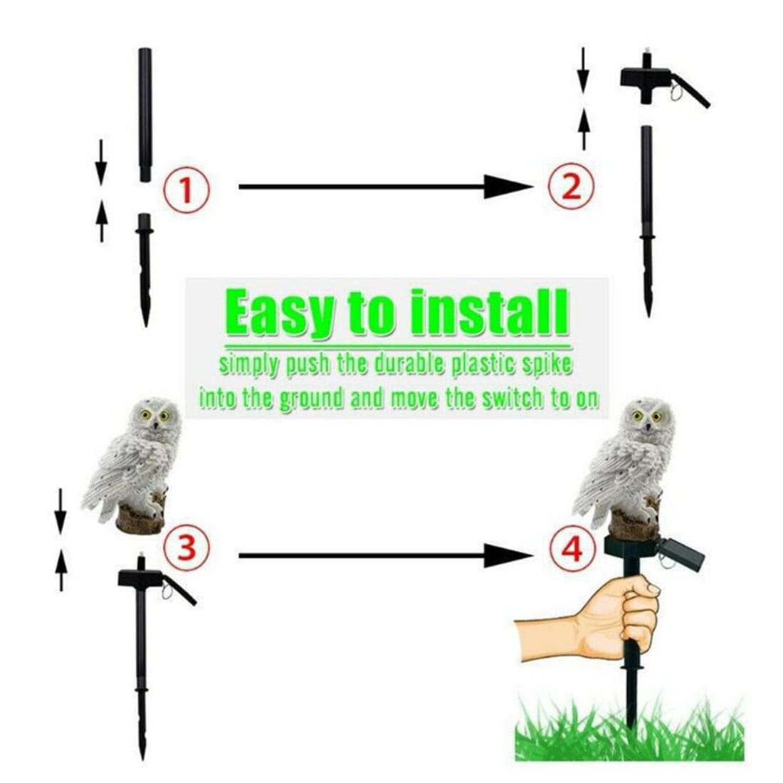 Owl Figure Solar LED Lights, Resin Garden Waterproof Decorative Lights for Outdoor Patio Passage Lawn Landscape Decor