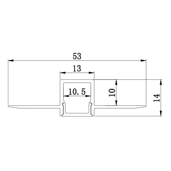 2.5 Meter 98.4â€ LED Aluminum Channel For Corner Of Wall  53mm x 14mm Seamless  Led Channels