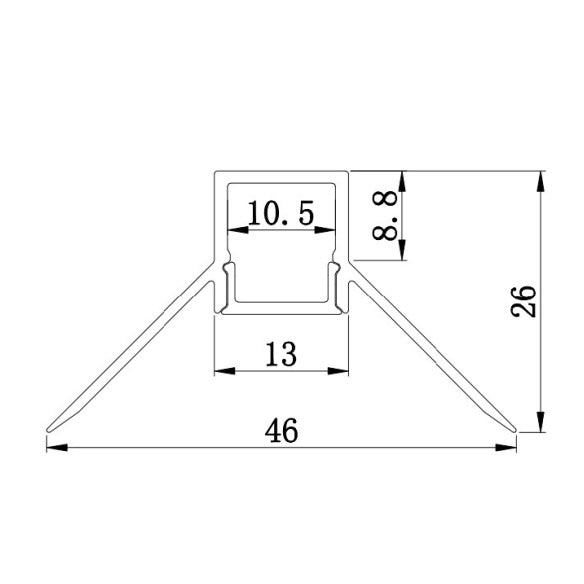 3 Meter 118.1â€ Recessed LED Corner Channels  46mm x 26mm Seamless  Led Housing