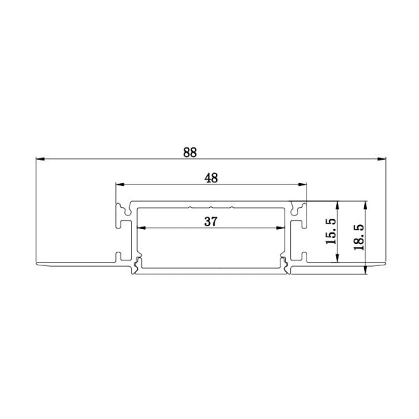 1Meter/3.3ft Recessed LED Corner Channels  88mm x 18.5mm Seamless  Led Housing