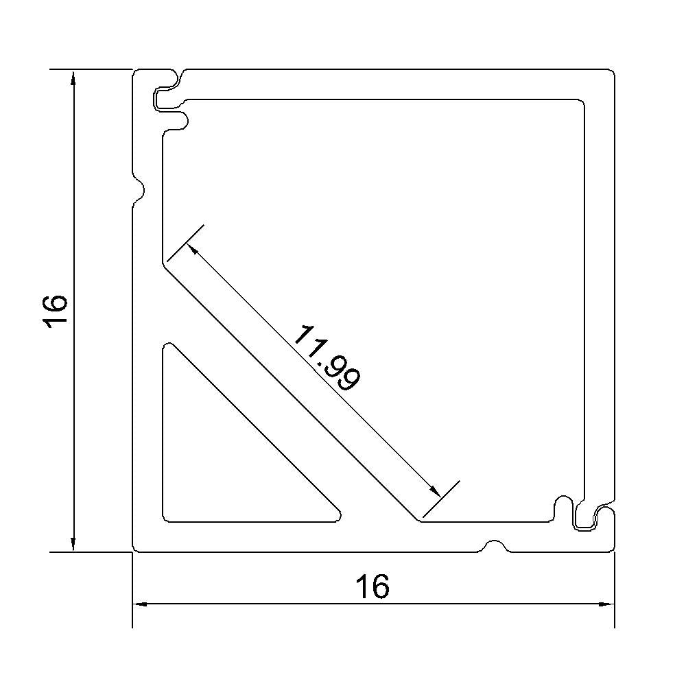 0.5 meter 19.7" Black LED U Rectangle Aluminium Channel PB-AP-GL-005-B  16 mm(H) x 16 mm(W) For Max Recessed 10mm Strip Light LED Profile