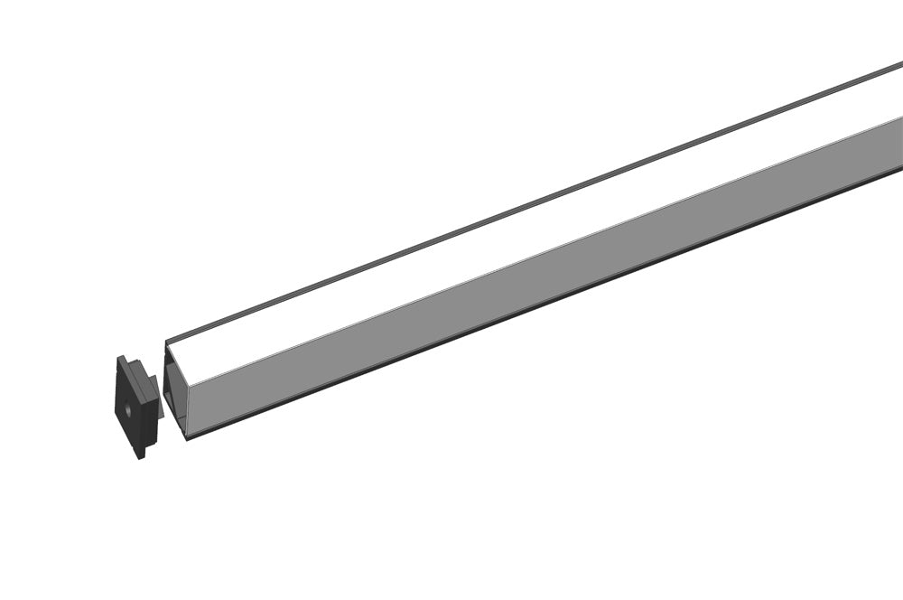 3 meter 118.1" Black LED U Rectangle Aluminium Channel PB-AP-GL-005-B  16 mm(H) x 16 mm(W) For Max Recessed 10mm Strip Light LED Profile