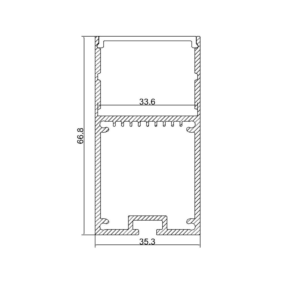 2.5 Meter 98.4â€œ Aluminum LED profile for Droplight with Internal driver transformer space for led strip