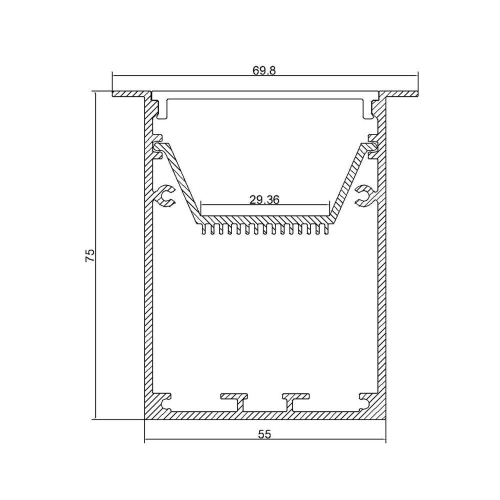 2.5 Meter 98.4â€œ LED Aluminium Channel  Recessed Aluminum LED profile with flange LED Channel For 5050 5630 Multi Row LED Strip Lights