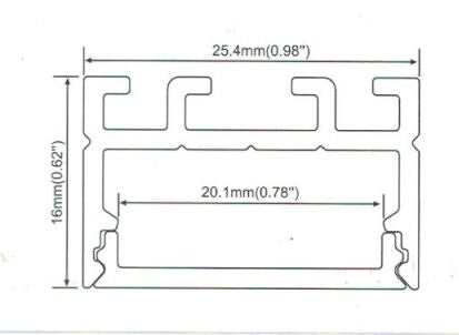 LED Channel 16mm(H) x 25.4mm(W) suit for max 20.1mm width strip light