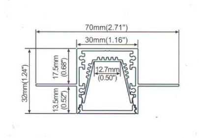 LED Aluminium Extrusion Recessed 32mm(H) x 70mm(W) suit for max 12.7mm width strip light