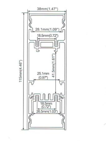 LED Aluminium Extrusion Recessed 115mm(H) x 38mm(W) suit for max 28.1mm width strip light