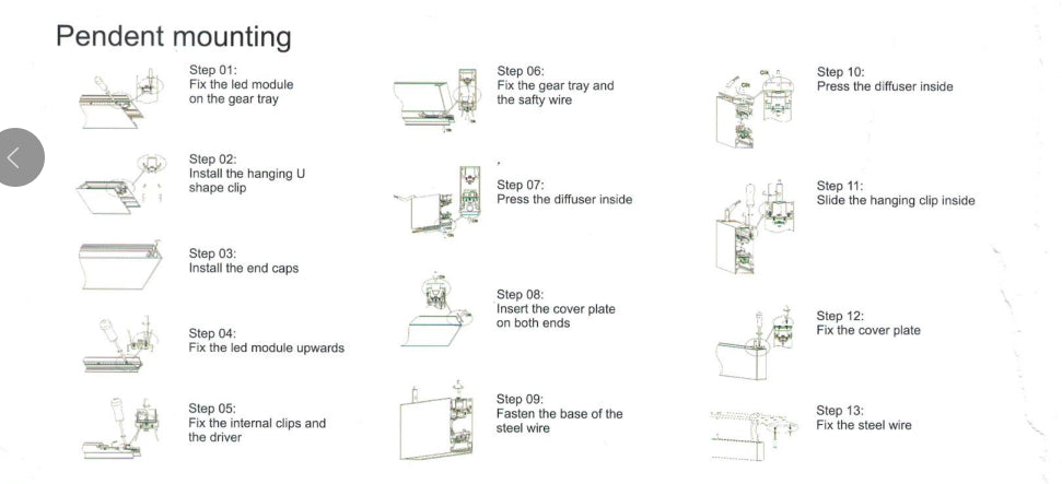 PB-AP-GL-50120 LED Aluminium Channel Pendant 120mm(H) x 50mm(W) suit for max 26mm width strip light