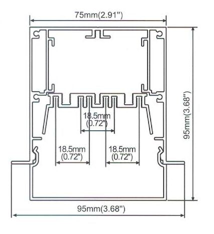 LED Aluminium Extrusion Recessed 95mm(H) x 95mm(W) suit for max 18.5mm width strip light