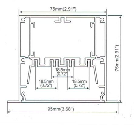 Super 18.5mm Strip LED Aluminium Extrusion Recessed 75mm(H) x 95mm(W) 1 meter(39.4inch) LED Profile