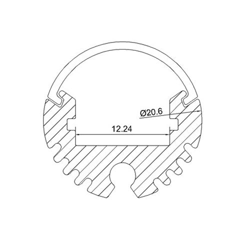 Wall Strip Light Bar Recessed LED  Aluminium Channel  1 Meter(39.4inch) Diameter 20.8mm For Max 12.2 width led strip PB-AP-GL-008