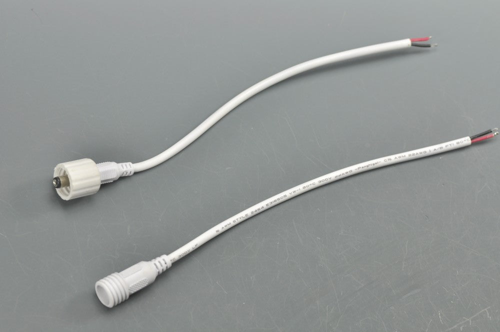 Waterproof  White LED Strip DC Connector Female and Male 5.5mm x 2.5mm(2.1mm) For strip light power supply connector