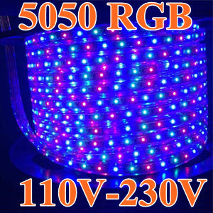 5050  RGB 110V 120V 220V 230V LED Strip Rope Light 12MM 60LED 1M  SMD 5050 RGB LED Strip Lights