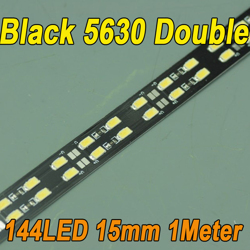 Black Double Row 39.3inch 5630 Rigid LED Strips 144LED 1M 15mm 12V DC Aluminium Rigid Strip Bar light