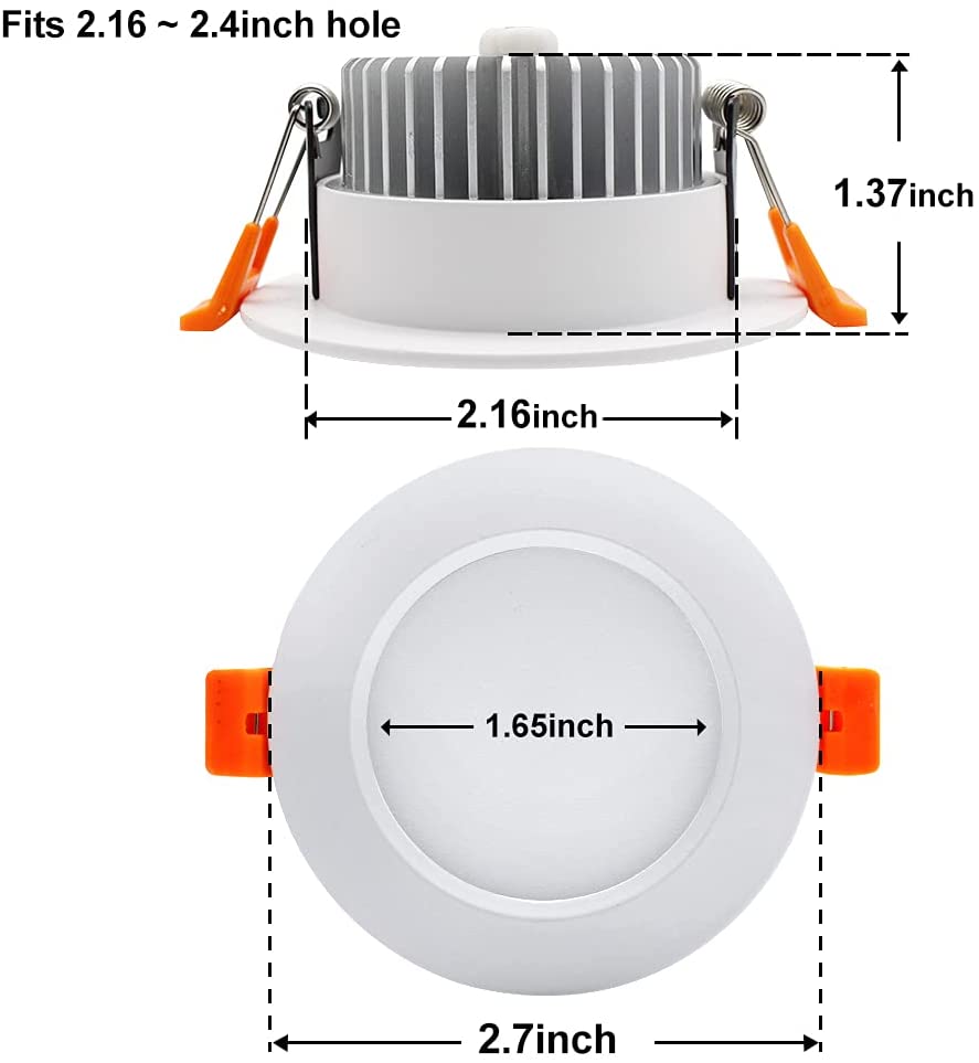 3W LED RECESSED LIGHTING DIMMABLE DOWNLIGHT, CRI80, LED CEILING LIGHT WITH LED DRIVER