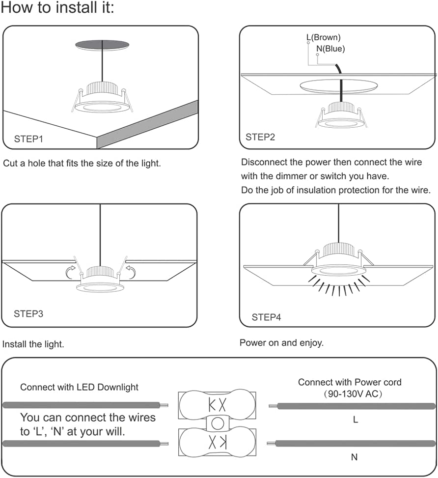 3W LED RECESSED LIGHTING DIMMABLE DOWNLIGHT, CRI80, LED CEILING LIGHT WITH LED DRIVER