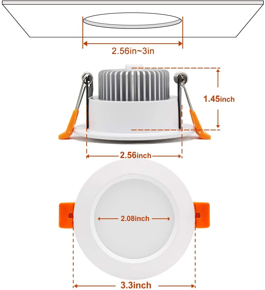 7W LED RECESSED LIGHTING DIMMABLE DOWNLIGHT, CRI80, LED CEILING LIGHT WITH LED DRIVER
