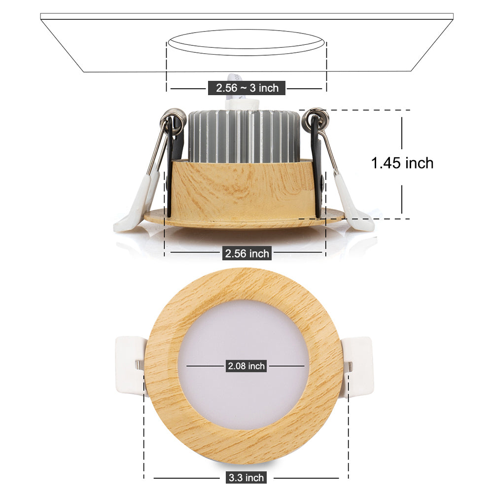 5W LED RECESSED LIGHTING DIMMABLE WOOD GRAIN  DOWNLIGHT, CRI80, LED CEILING LIGHT WITH LED DRIVER