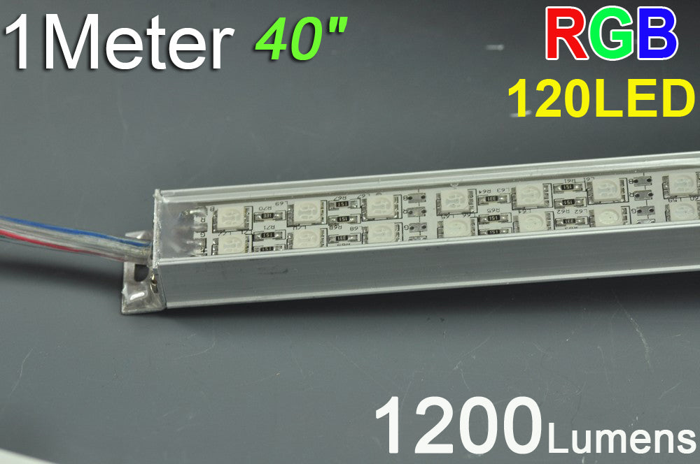 Double Row 1Meter 39.3inch 12V Superbright Waterproof  5050 RGB Color Changing LED Rigid Strip Bar 120LEDs