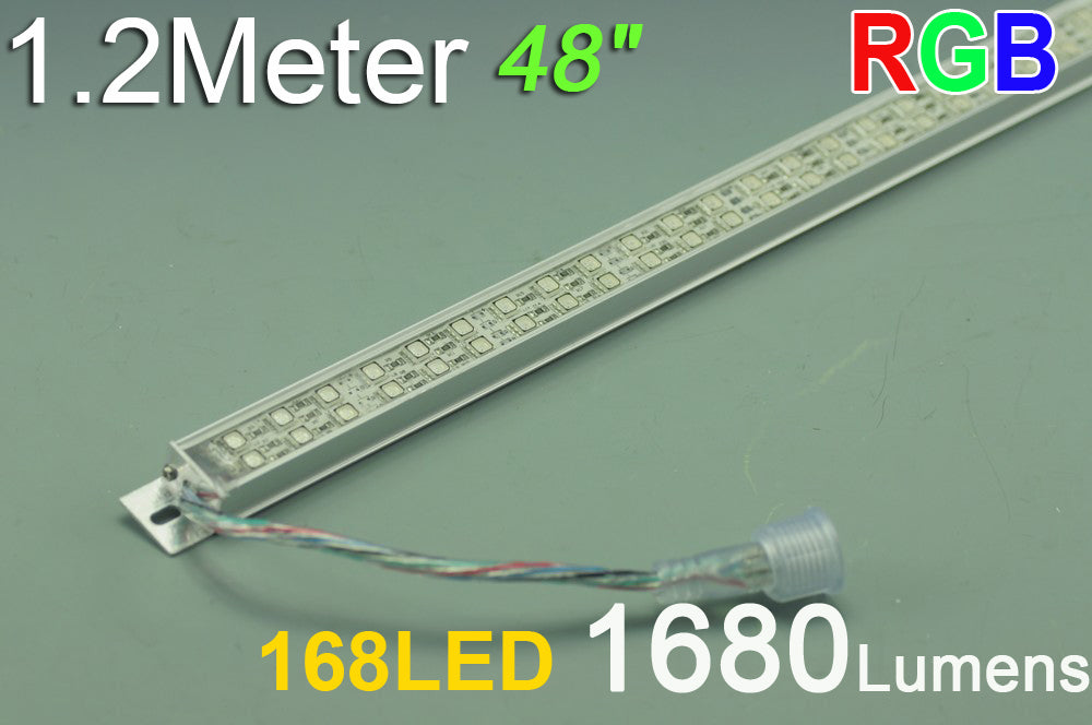 Double Row 1.2Meter 48inch 12V Superbright Waterproof  5050 RGB Color Changing LED Rigid Strip Bar 168LEDs
