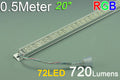 Double Row 0.5Meter 20inch 12V Superbright Waterproof  5050 RGB Color Changing LED Rigid Strip Bar 72LEDs