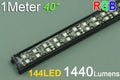 Black Double Row 1Meter 39.3inch 12V Superbright Waterproof  5050 RGB Color Changing LED Rigid Strip Bar 144LEDs