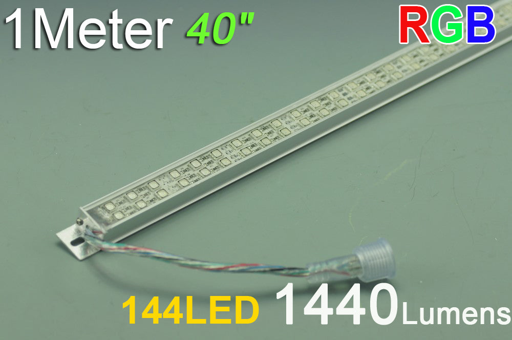 Double Row 1Meter 39.3inch 12V Superbright Waterproof  5050 RGB Color Changing LED Rigid Strip Bar 144LEDs