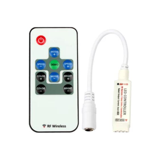 RF Wireless Mini LED Controller with 10-key Remote 5V-24V 12A / 3 Channels for RGB/GRB LED Strip SMD5050 SMD3528 Color Changing