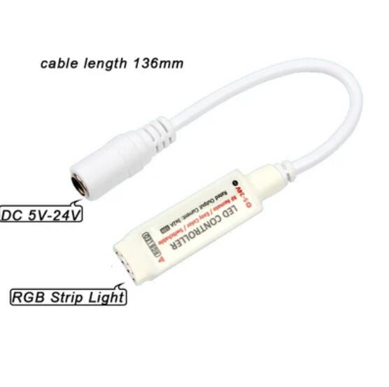 RF Wireless Mini LED Controller with 10-key Remote 5V-24V 12A / 3 Channels for RGB/GRB LED Strip SMD5050 SMD3528 Color Changing