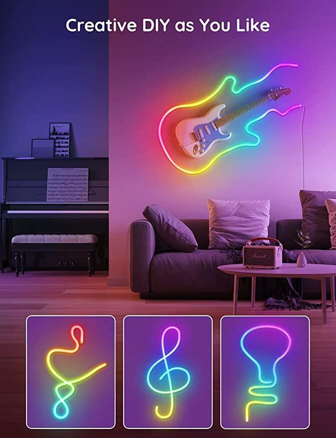 RGB Dream Color LED NEON Strip Light Kit in 16.4FT with 300LEDs Lighting Kit with APP Controlled Sound Active function Wireless Remote Control