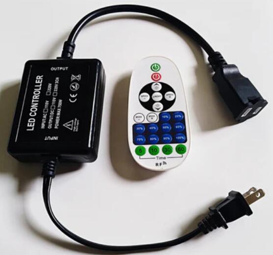 AC110V/220V LED Dimmer (Plastic Housing) for 110V/220V LED String Light, Wireless Remote Control Dimmer with 2 Prong Outlet, Timer Switch