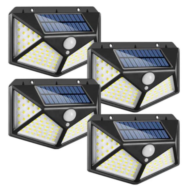 4 Pack Solar Lights Outdoor 100 LED IP65 Waterproof Solar Motion Sensor Security Lights
