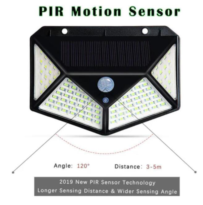 4 Pack Solar Lights Outdoor 100 LED IP65 Waterproof Solar Motion Sensor Security Lights