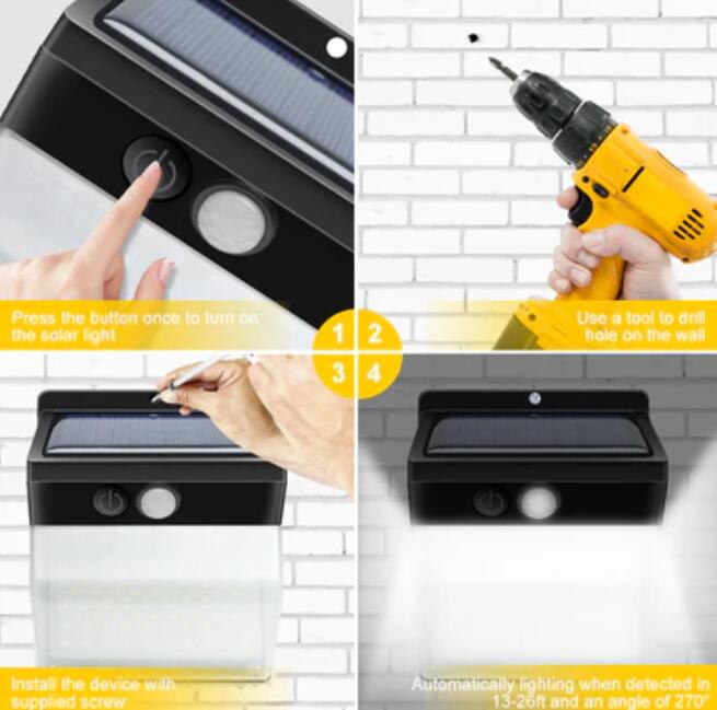 2 Pack Solar Lights Outdoor 136 LEDs Wireless Waterproof Security Solar Motion Sensor Wall Lights