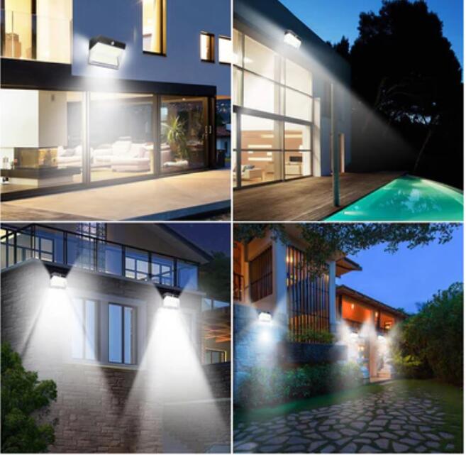 4 Pack 172 LEDs Solar Lights Outdoor Wireless Waterproof Security Solar Motion Sensor Wall Lights