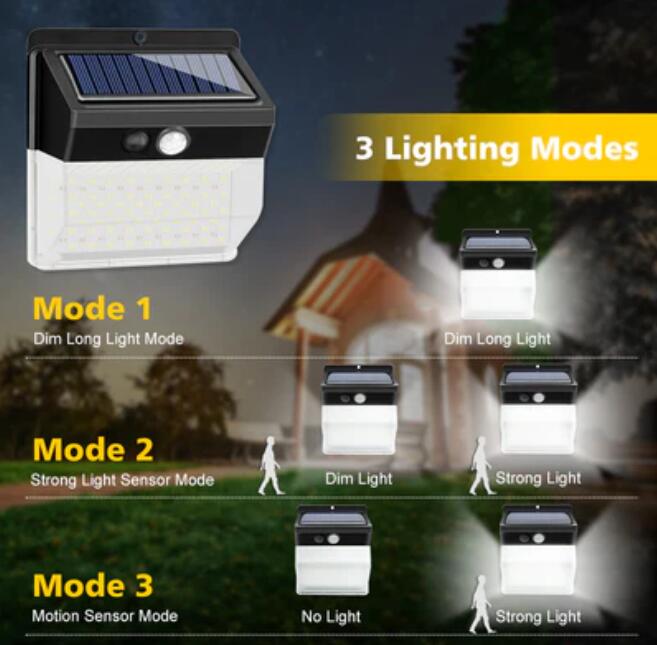 2 Pack Solar Lights Outdoor 262 LEDs Wireless Waterproof Security Solar Motion Sensor Wall Lights