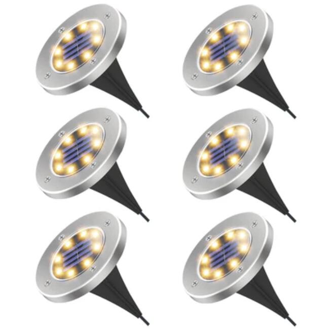 6 pack Solar Garden Light Outdoor 8 LED In-Ground Landscape Lighting for Lawn Patio Pathway Yard