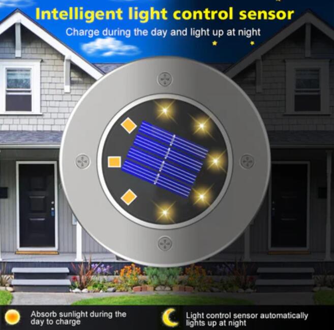 6 pack Solar Garden Light Outdoor 8 LED In-Ground Landscape Lighting for Lawn Patio Pathway Yard