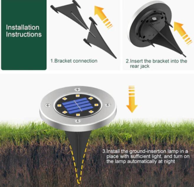 6 pack Solar Garden Light Outdoor 8 LED In-Ground Landscape Lighting for Lawn Patio Pathway Yard