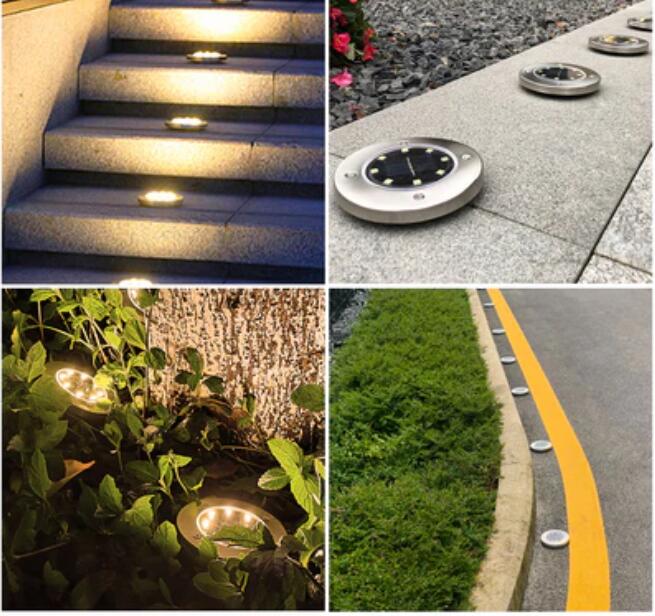 6 pack Solar Garden Light Outdoor 8 LED In-Ground Landscape Lighting for Lawn Patio Pathway Yard
