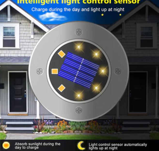 8 pack Solar Garden Light Outdoor 8 LED Waterproof In-Ground Outdoor Landscape Lighting