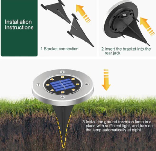 8 pack Solar Garden Light Outdoor 8 LED Waterproof In-Ground Outdoor Landscape Lighting