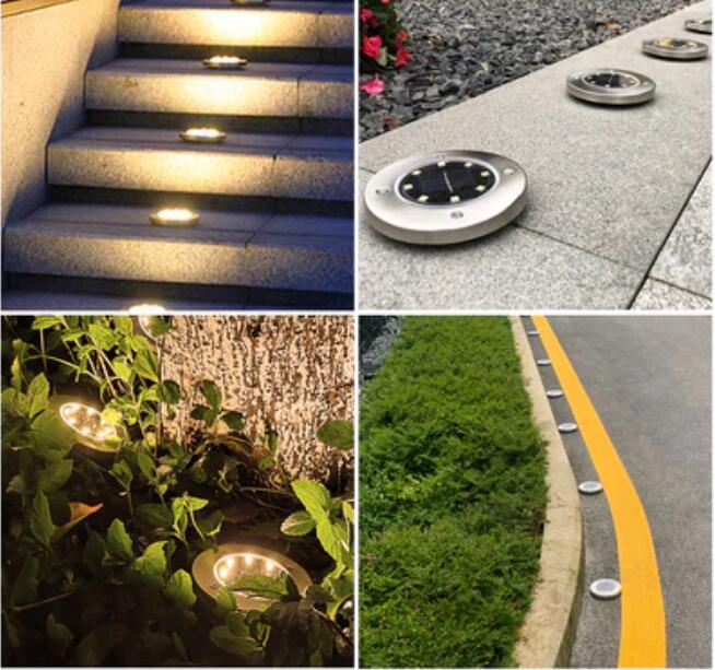 8 pack Solar Garden Light Outdoor 8 LED Waterproof In-Ground Outdoor Landscape Lighting