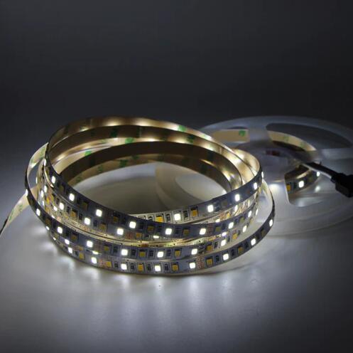 Dual White Color LED Light Strip, 12V DC 5Meter Roll SMD3528-600 120 LEDs Per Meter Color Temp-Adjustable Flexible LED Strip Light
