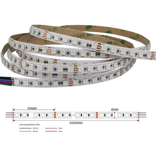 8mm RGB LED Strip Lights, 16.4FT/5Meter SMD4040 600LEDs/Roll, DC24V <95W 3.95Amp, RGB Color Changing Flexible light Strips