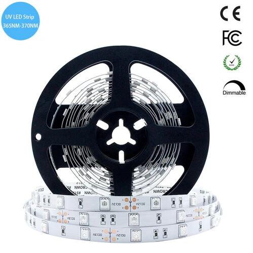 365nm 370nm SMD5050-150 12V 3A 36W UV LED Strip Light Ideal for Curing, Currency Validation